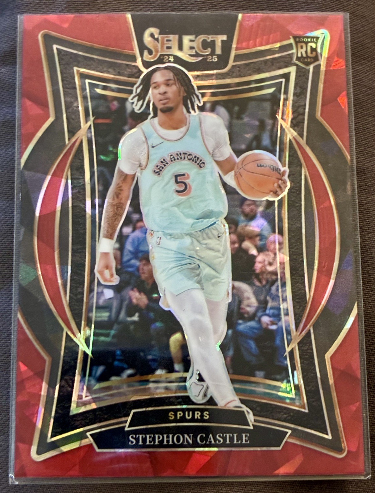 2024-25 Panini Select - Concourse Stephon Castle #72 Red Cracked Ice Prizm (RC)
