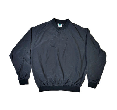 Turfer Jacket Men's Medium Black V-Neck Windbreaker Pullover USA Golf Vtg READ