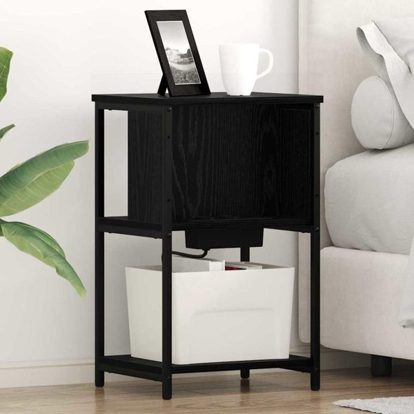 Nachttisch 2 Pcs Schwarze Eiche 38 X 31 X 61 Cm Holzwerkstoff-image