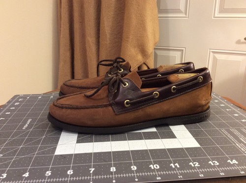 SPERRY Top Sider A/O Custom 61421 Men's Sz 9.5 Tan Brown Leather Boat Deck Shoes - Picture 5 of 11