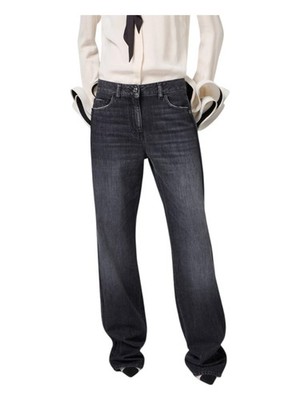 Elisabetta Franchi Damen Jeans weites Bein schwarz Größe 26-27
