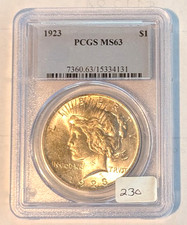 1923 SILVER Peace Dollar PCGS MS63