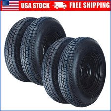 Set Of 4 Trailer Tire On Rim St20575d15 205 75d15 5 Lug On 4.5 Black Wheels