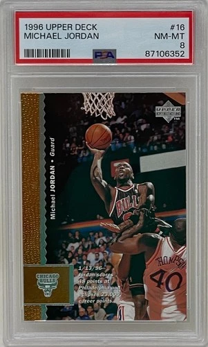 Michael Jordan 1996 Upper Deck Chicago Bulls NBA Basketball Card #16 PSA 8