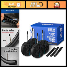 4-Pack 700c Bike Tubes 23/25/28/32/35/43c - Butyl Rubber, Presta/Schrader, 48mm/