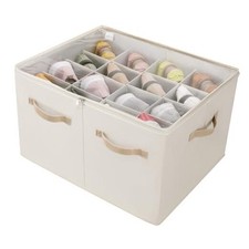 Shoe Organizer for Closet, Foldable Shoe Box with Adjustable Dividers and