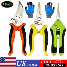 Garden Pruning Shears Set with Gloves Stainless Steel Clippers Handheld Plant To