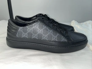 Baskets créateur homme GUCCI cuir noir gris à lacets taille 8