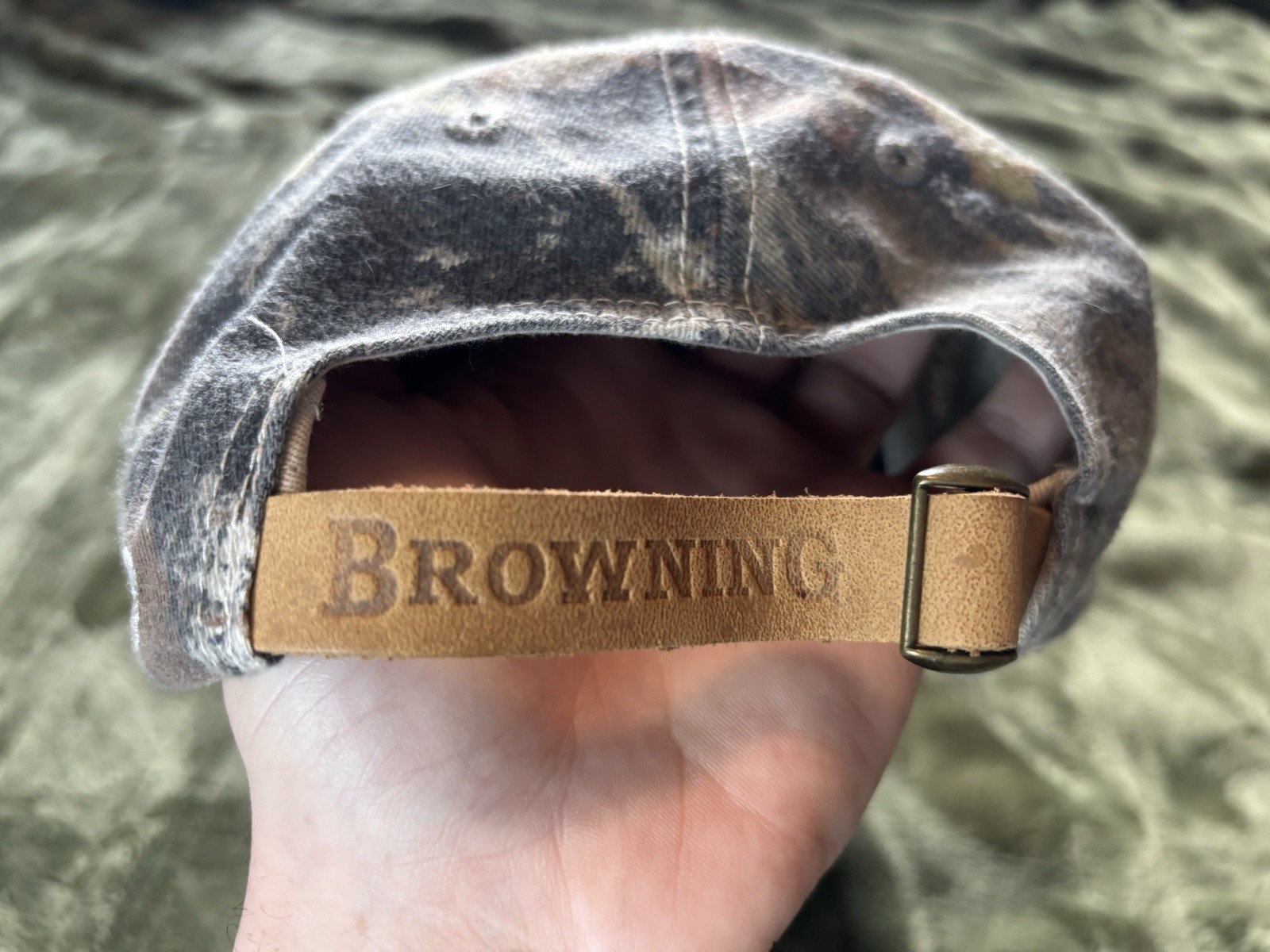 Browning Camo Hat Strap Back Baseball Cap Green B… - image 7