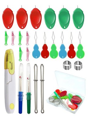 25 Pcs Needle Threaders Kit,Needle Threaders for Hand Sewing,Include Fish Mou...