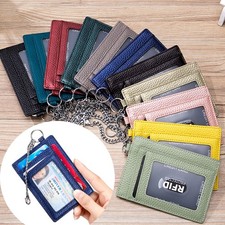 RFID Blocking Genuine Leather Slim Wallet Money Credit Card Slots Coin Holder