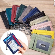 RFID Blocking Genuine Leather Slim Wallet Money Credit Card Slots Coin Holder
