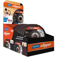 Image of Norton Clipper 115mm Rapid Strip Wood Counter Display of 10