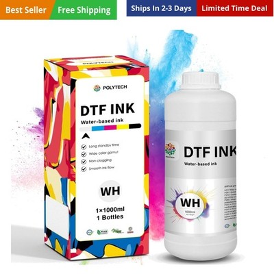 DTF White Ink 1000ML, Heat Transfer Printing Direct to Film, DTF Transfer Ink...