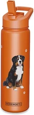 E&S Pets Stainless Steel Water Bottle 24 Oz., Spill Proof (Bernese Mountain Dog)
