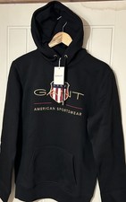 Image of Mens Gant Black Archieve Shield Hoodie-Large BNWT GANT logo on chest