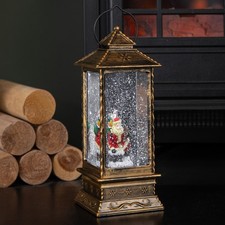 Image of 27cm Dual Powered Light up Lantern Christmas Water Spinner with Santa Scene