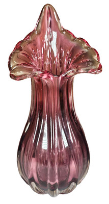 Jack In The Pulpit Cranberry Vase Glassworks Chribska Czech Republic Heavy Glass
