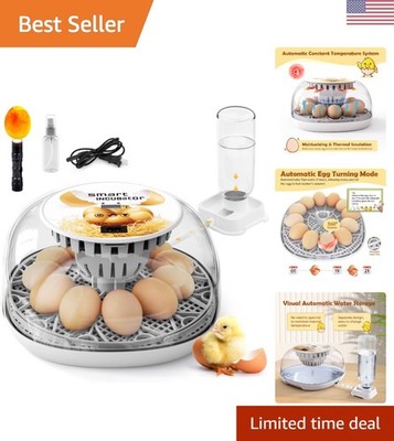Smart Egg Incubator for Hatching 12 Chicks - Automatic Turner & 360° View