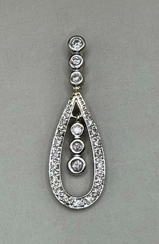 14k Diamond Dangle Edwardian Style Pendant 