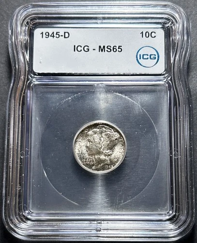MS65 Gem 1945-D Mercury Dime - Sharp Bands