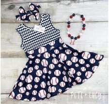 Pete  Lucy Girls Baseball chevron dress nwt
