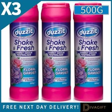 3 x DUZZIT CARPET ODOUR NEUTRALISER 500G SHAKE & FRESH FLORAL GARDEN SCENT NEW