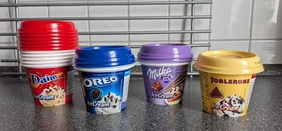 Eisbecher Daim Oreo Milka Toblerone als Tiefkühlbox Aufbewahrung Box NEU