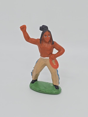 Vintage Elastolin Native American Warrior Toy Figure 68mm/2¾'' GERMANY 