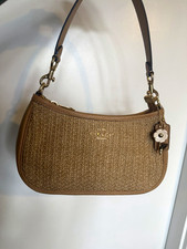 COACH Teri Small Woven Straw/Leather Shoulder Bag Beige Tan Gold SOLD OUT ONLINE