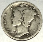 1919-D Mercury Dime 10c Circulated 90% Silver US Silver Coin- 2347