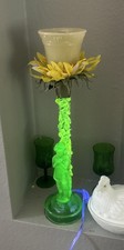 Cambridge Glass Company Uranium Bashful Charlotte Flower Lamp 18 Inches High
