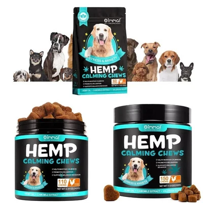 OIMMAL Dog Hemp Treats Chews 60-150 Chew Calming Food for Dogs Anxiety Relief - Chicken