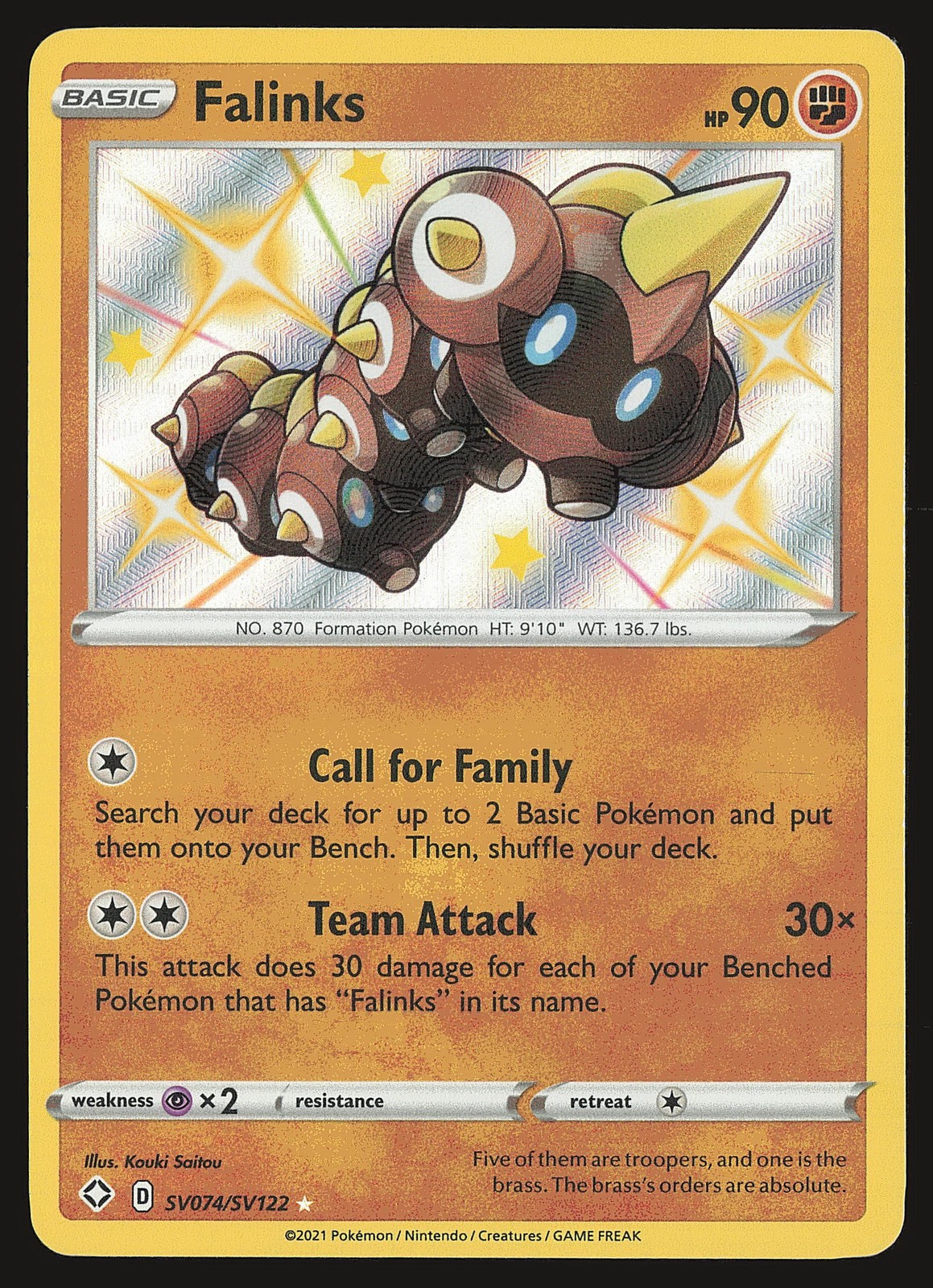 Shining Fates: Shiny Vault Falinks #SV074/SV122 Pokemon Card