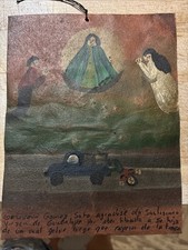 Retablo Ex Voto Mexican Artist Pablo Ortega Very Dramatic Tin Art Work GORGEOUS