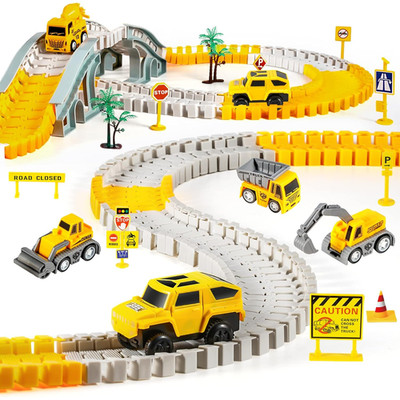 FlexTrack-Bauspielzeug | 6 Bagger | Brücke & Schiene