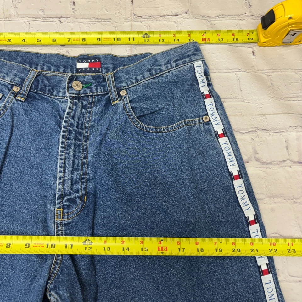 Pantalones Cortos Vaqueros Vintage Tommy Hilfiger Hombres Talla 32 Sueltos Y2K Utility C025-4 Foto 3 de 4