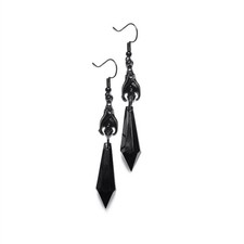 Gothic Vampire Black Bat Dangle Earrings Halloween Witchy Crystal Drop Jewelry