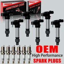 6X Brand OEM Ignition Coil & Spark Plugs For Cadillac GMC Chevy Buick 3.6L UF569
