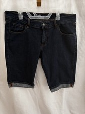 Old Navy Diva Denim Stretch Bermuda Shorts Cuffed Hem Women's Sz 12 Blue
