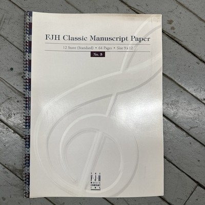 FJH Music Company Classic Manuscript Paper No.3 10-stave 64-page Size 9'' X 12''