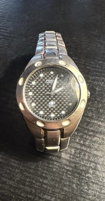 Fossil Blue AM-3287 Mens 100m Quartz Watch Carbon Fibre Dial Needs Battery