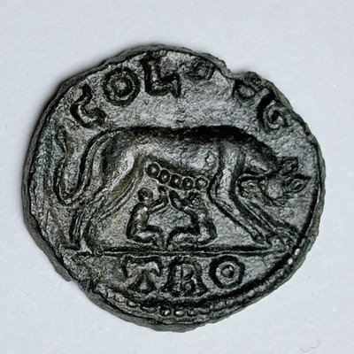 ALEXANDRIA TROAS City Goddess Romulus and Remus She Wolf Ancient Roman Coin 1001