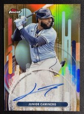 2025 Topps Finest Baseball Junior Caminero /50 Gold Refractor Autograph Rays