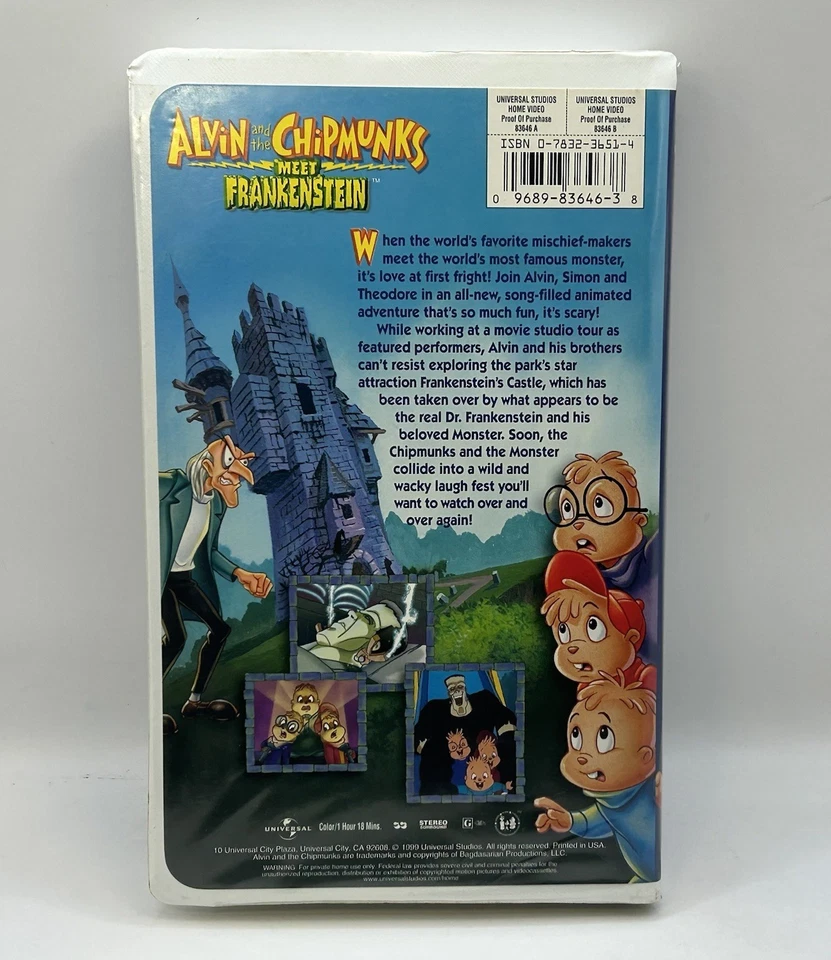 Alvin & the Chipmunks Meet Frankenstein VHS 1999 Video Tape Clamshell Nearly New - Image 2 of 4