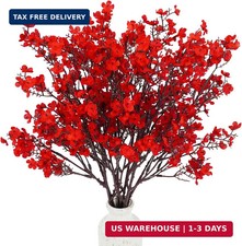 Uieke 6 Pcs Babys Breath Artificial Flowers Bulk Silk Red Faux Flowers Real Touc