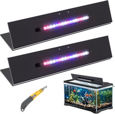 Aquarium Lids Polycarbonate Canopy with LED Light 2 Pcs Set 22.95 X 16.61 X 0.12