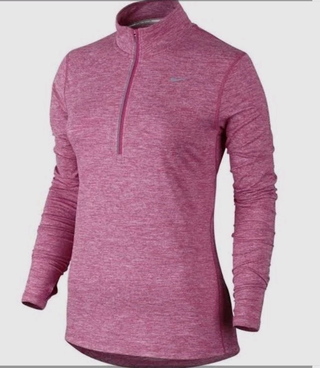 Nike Womans Dri-Fit Element 1/2 Zip Long Sleeve Running Top Pink Heather Size XS