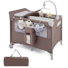 Baby Beside Sleeper Bed, 5-in-1 Multifunctional Baby Playards with Mattress