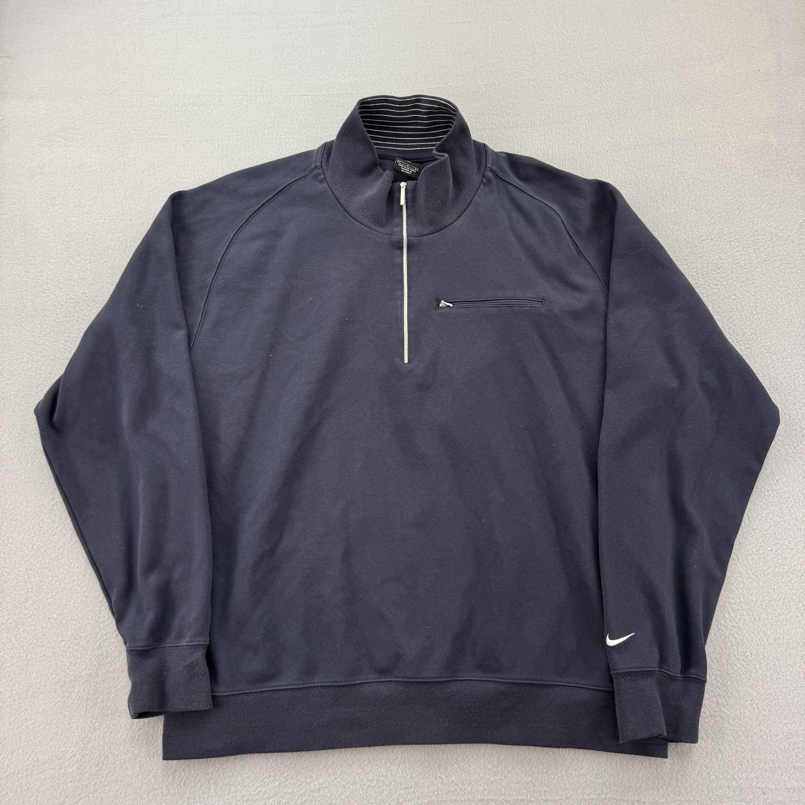 Nike Golf Pullover Mens Large Black 1/4 Zip Sweater Swoosh Athletic Performance